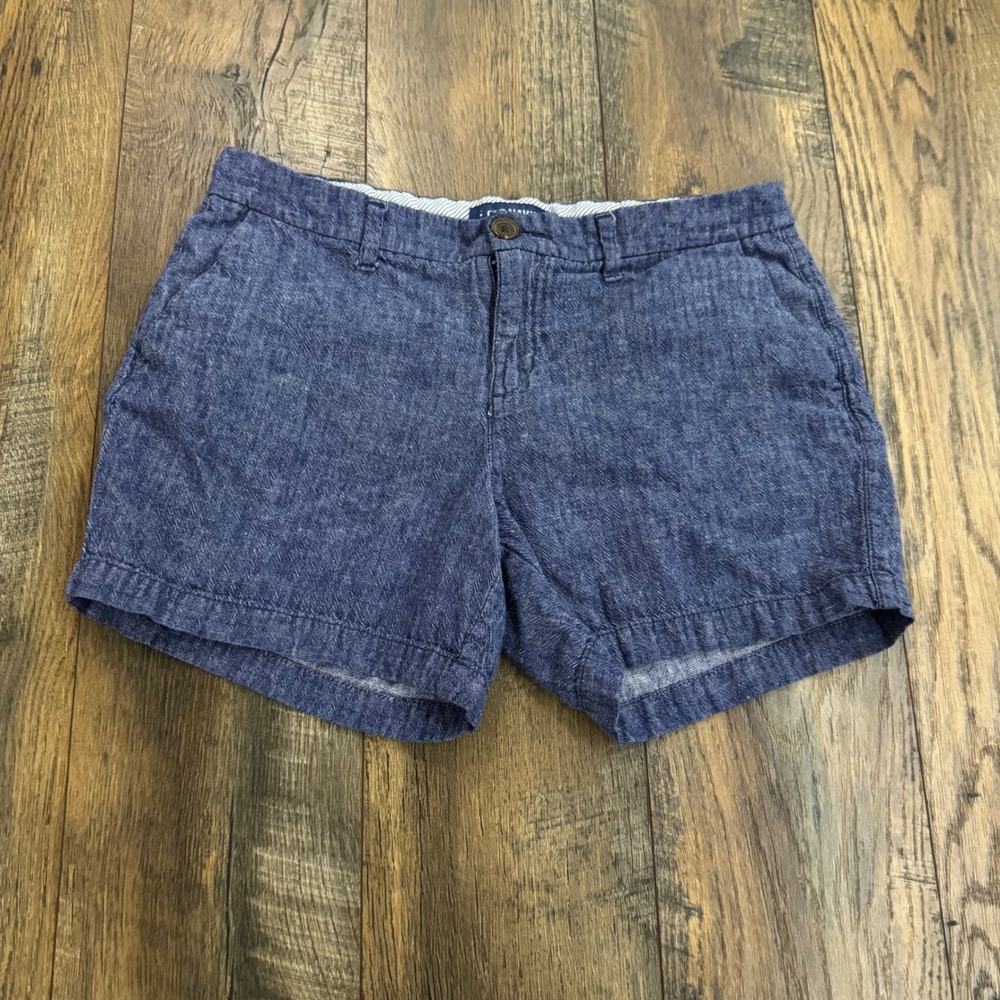 Old Navy Everyday Short Blue Herringbone Linen Blend Size 4 Coastal Travel Beach